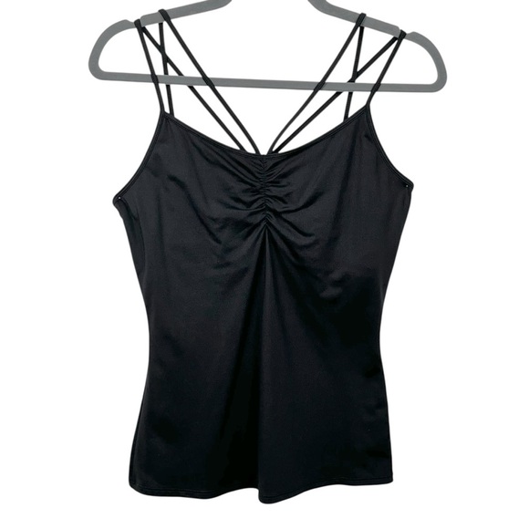 Boston Proper Black Ruched Strappy Camisole – Size S Stretch Nylon Blend - Picture 1 of 10
